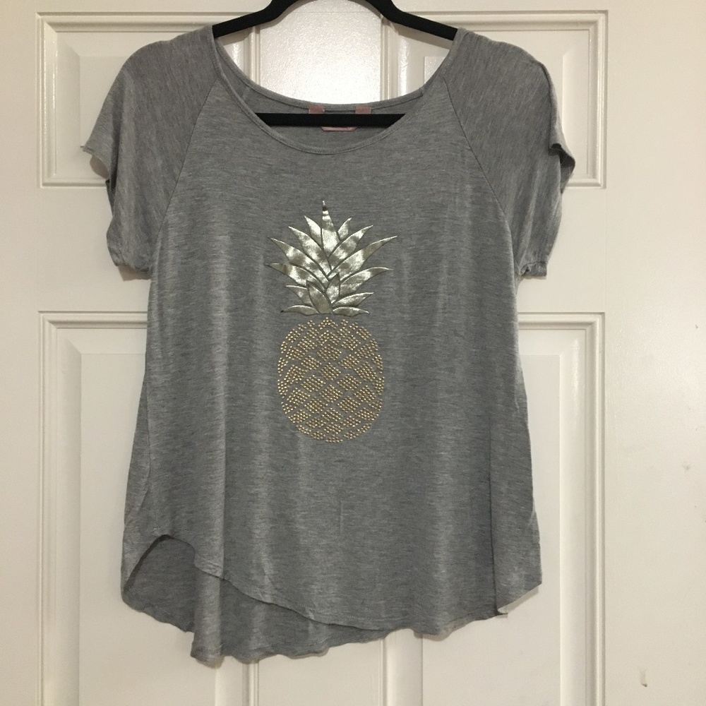 SJS Gray tshirt with jewled Pineapple print